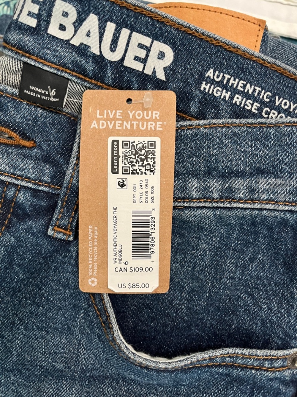 Eddie Bauer authentic Voyager every day, easy crop high rise jeans NEW NWT - Picture 10 of 10